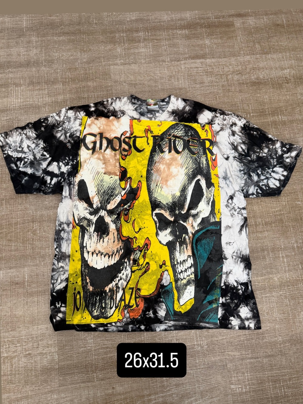 Vintage rush vintagerush Ghost Rider Marvel black tie dye t-shirt men’s XL